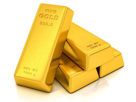 simsearch:400-04022894,k - gold ingots on a white background Stockbilder - Microstock & Abonnement, Bildnummer: 400-08108707