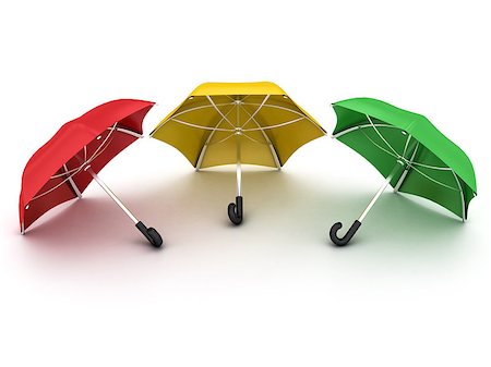 simsearch:400-08556675,k - three colored umbrellas on a white background Fotografie stock - Microstock e Abbonamento, Codice: 400-08108840