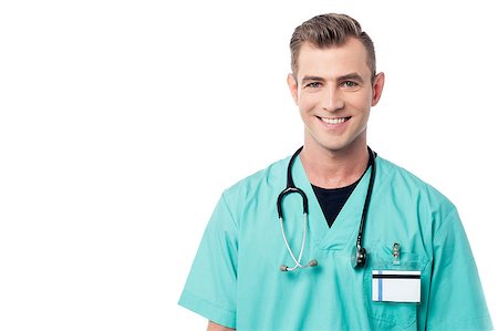 simsearch:400-08131186,k - Smiling physician posing with lab coat and stethoscope Stock Photo - Budget Royalty-Free & Subscription, Code: 400-08108877