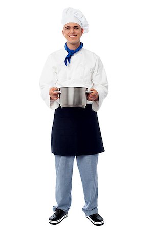 Smiling male chef posing with steel saucepan Stock Photo - Budget Royalty-Free & Subscription, Code: 400-08108958