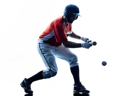 simsearch:400-08114605,k - one caucasian man baseball player playing  in studio  silhouette isolated on white background Stockbilder - Microstock & Abonnement, Bildnummer: 400-08109957