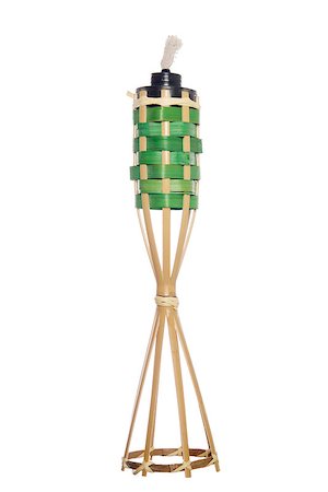 Bamboo torch lamp isolated on white background. Fotografie stock - Microstock e Abbonamento, Codice: 400-08114076