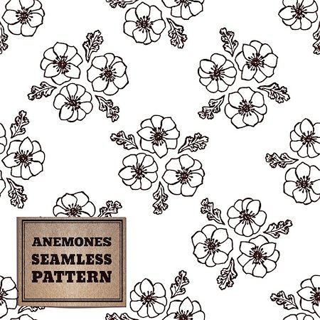 simsearch:400-08793659,k - Seamless pattern with bouquet of anemones and cardboard label Stock Photo - Budget Royalty-Free & Subscription, Code: 400-08114093