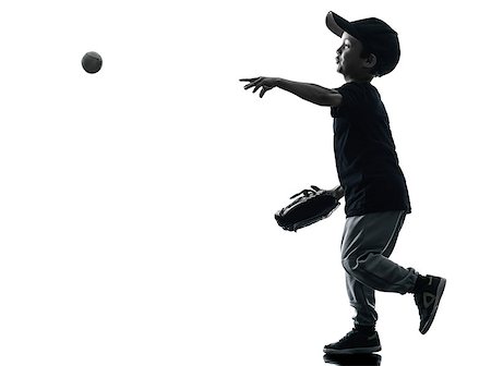 simsearch:400-08114605,k - child playing softball players in silhouette isolated on white background Stockbilder - Microstock & Abonnement, Bildnummer: 400-08114146