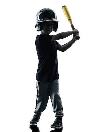 simsearch:400-08114605,k - child playing softball players in silhouette isolated on white background Stockbilder - Microstock & Abonnement, Bildnummer: 400-08114366