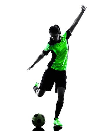 simsearch:400-07973332,k - one woman playing soccer player in silhouette isolated on white background Foto de stock - Royalty-Free Super Valor e Assinatura, Número: 400-08114601