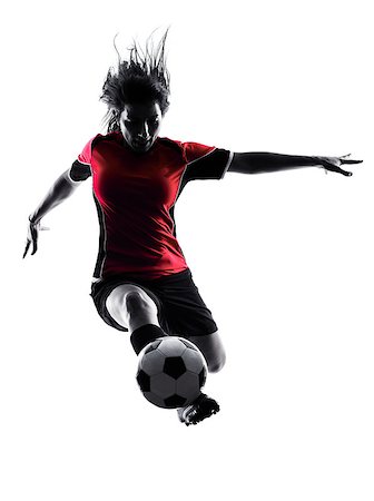 simsearch:400-07973332,k - one woman playing soccer player in silhouette isolated on white background Foto de stock - Royalty-Free Super Valor e Assinatura, Número: 400-08114602
