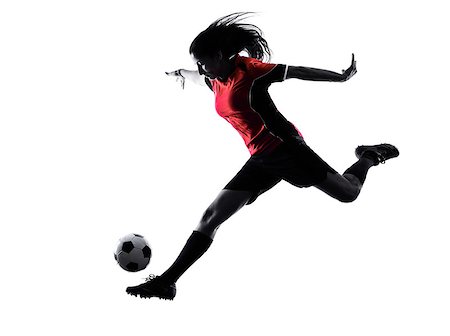 simsearch:400-08115848,k - one woman playing soccer player in silhouette isolated on white background Photographie de stock - Aubaine LD & Abonnement, Code: 400-08114727