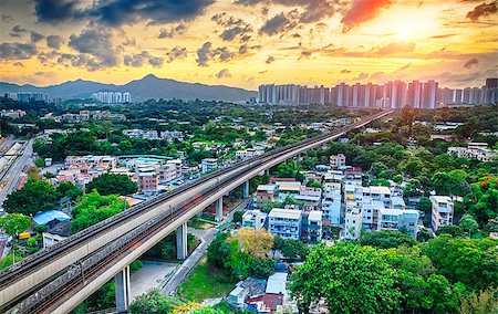 hong kong urban downtown and sunset speed train, Long Ping Stock Photo - Budget Royalty-Free & Subscription, Code: 400-08114818