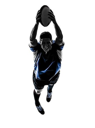 one caucasian rugby man player  in studio  silhouette isolated on white background Foto de stock - Super Valor sin royalties y Suscripción, Código: 400-08114888