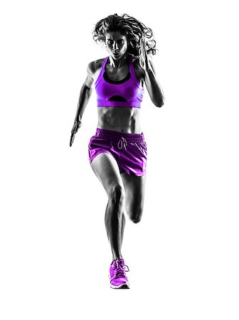 simsearch:400-06768313,k - one caucasian woman runner running jogger jogging  in studio silhouette isolated on white background Photographie de stock - Aubaine LD & Abonnement, Code: 400-08114891