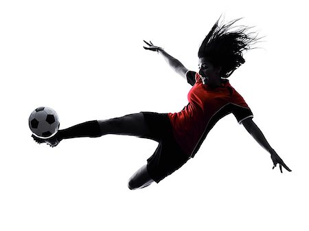 simsearch:400-08115848,k - one woman playing soccer player in silhouette isolated on white background Photographie de stock - Aubaine LD & Abonnement, Code: 400-08114951