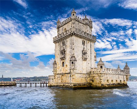 famous landmark in portugal lisbon - Belem Tower in Lisbon, Portugal. Stock Photo - Budget Royalty-Free & Subscription, Code: 400-08114971