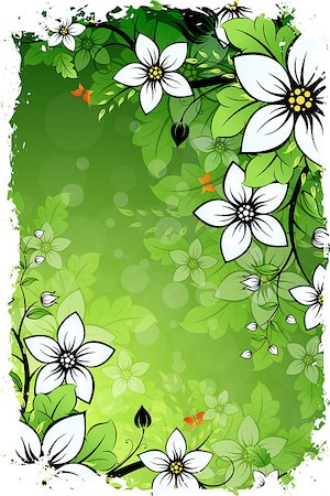 Grungy Floral background with green color Stock Photo - Budget Royalty-Free & Subscription, Code: 400-08115425
