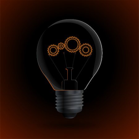 simsearch:400-07578321,k - Lightbulb with "gear" sign on a dark background. Vector illustration. Stock Photo - Budget Royalty-Free & Subscription, Code: 400-08115478