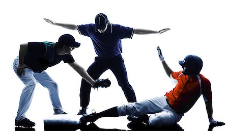 simsearch:400-08114605,k - one caucasian men baseball players playing  in studio  silhouette isolated on white background Stockbilder - Microstock & Abonnement, Bildnummer: 400-08115552