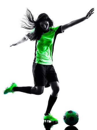 simsearch:400-08115848,k - one woman playing soccer player in silhouette isolated on white background Photographie de stock - Aubaine LD & Abonnement, Code: 400-08115848