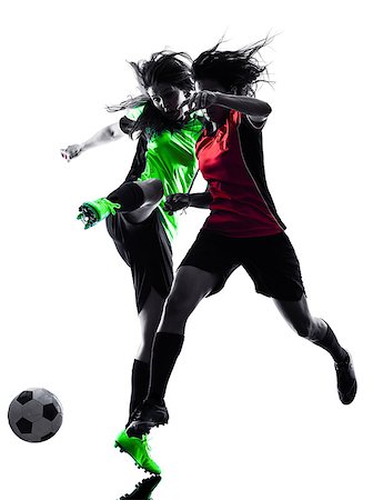 simsearch:400-07973332,k - two women playing soccer players in silhouette isolated on white background Foto de stock - Royalty-Free Super Valor e Assinatura, Número: 400-08115881