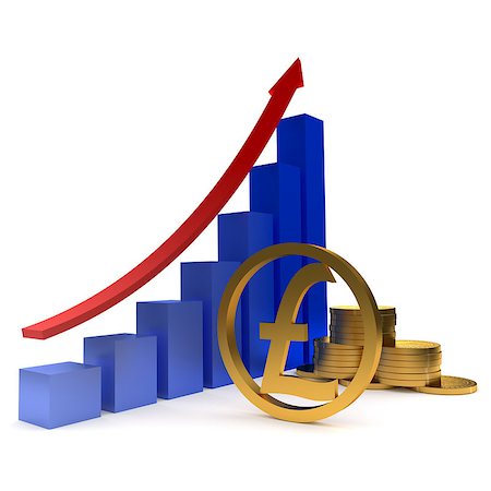 simsearch:400-05723094,k - Diagram of golden coins and pound sterlings isolated on a white background Stock Photo - Budget Royalty-Free & Subscription, Code: 400-08116610