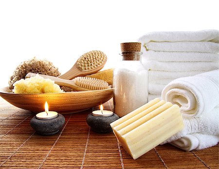 Spa accessories with candles and towels Stock Photo - Budget Royalty-Free & Subscription, Code: 400-08116666