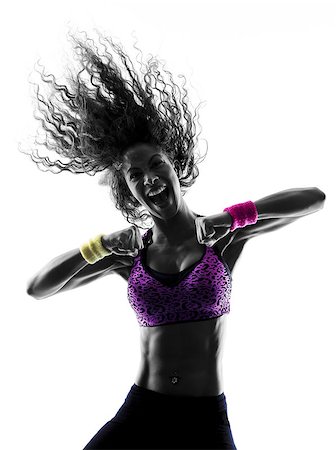 one african woman woman zumba dancer dancing exercises in studio silhouette isolated on white background Stock Photo - Budget Royalty-Free & Subscription, Code: 400-08110694