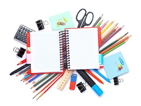 simsearch:400-08037305,k - School and office supplies. Top view. Isolated on white background with copy space Fotografie stock - Microstock e Abbonamento, Codice: 400-08110735