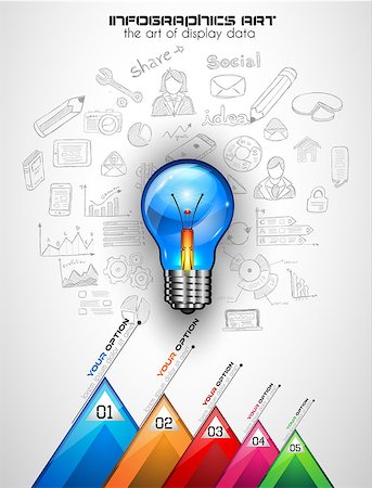 simsearch:400-08110918,k - Infographic Layout for Brainstorming Concept background with graphs sketches. A lot of hand drawn infographics and related design elements are included plus 3D glossy lamp. Stockbilder - Microstock & Abonnement, Bildnummer: 400-08110934