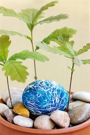 Easter egg painted in blue color Stock Photo - Budget Royalty-Free & Subscription, Code: 400-08111074