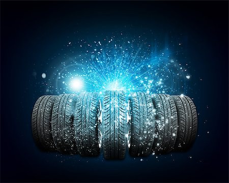 Car wheels. Abstract dark background is magic lines and stripes at center Stock Photo - Budget Royalty-Free & Subscription, Code: 400-08111199