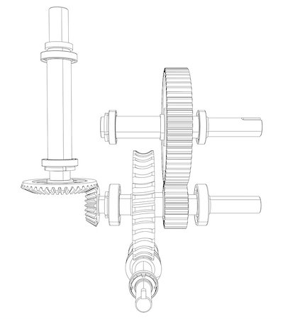 reducer - Reducer consisting of gears, bearings and shafts. Isolated render on white background Photographie de stock - Aubaine LD & Abonnement, Code: 400-08111227