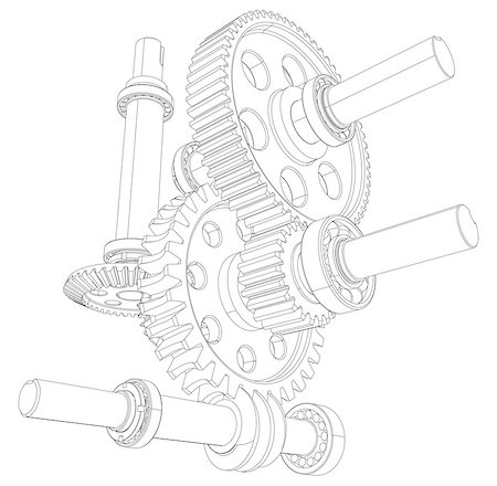 reducer - Reducer consisting of gears, bearings and shafts. Isolated render on white background Photographie de stock - Aubaine LD & Abonnement, Code: 400-08111228