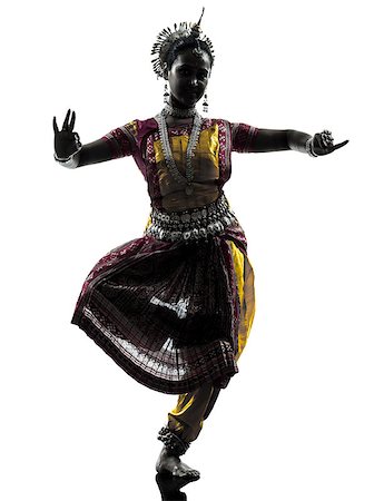 simsearch:400-06748271,k - one indian woman dancer dancing in silhouette studio isolated on white background Stockbilder - Microstock & Abonnement, Bildnummer: 400-08111287