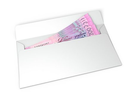 simsearch:673-02139324,k - Bribe money in an envelope isolated on white background Foto de stock - Royalty-Free Super Valor e Assinatura, Número: 400-08111466