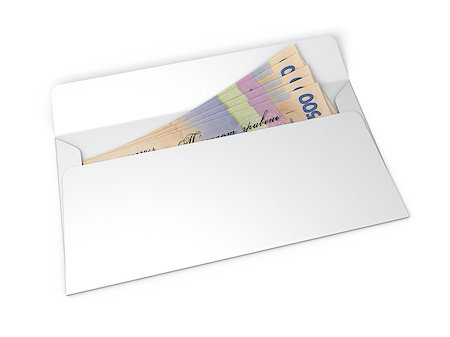 simsearch:400-04717440,k - Bribe money in an envelope isolated on white background Stock Photo - Budget Royalty-Free & Subscription, Code: 400-08111468