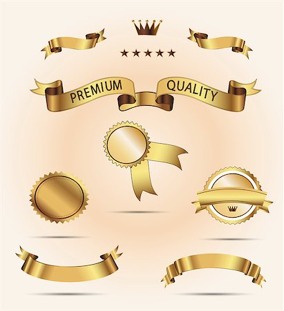 Set of Superior Quality and Satisfaction Guarantee Ribbons, Labels, Tags. Set of golden  ribbons for your text Stock Photo - Budget Royalty-Free & Subscription, Code: 400-08111610