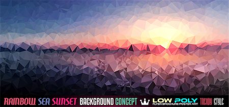 polygonal - Low Poly tSea Sunset Art background for your polygonal flyer, stylish brochure, poster background and fresh applications. Stock Photo - Budget Royalty-Free & Subscription, Code: 400-08111644