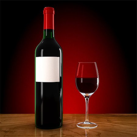 simsearch:400-05286682,k - wine bottle and wineglass on a red background Stock Photo - Budget Royalty-Free & Subscription, Code: 400-08112177