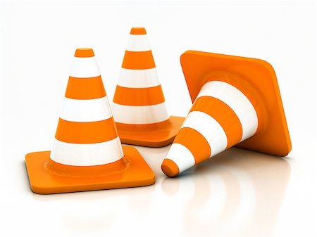 simsearch:400-04833604,k - orange highway traffic cone on a white background Photographie de stock - Aubaine LD & Abonnement, Code: 400-08112399