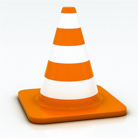 simsearch:400-04833604,k - orange highway traffic cone on a white background Photographie de stock - Aubaine LD & Abonnement, Code: 400-08112400