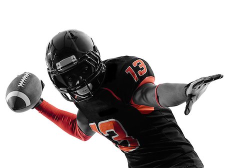 simsearch:400-08787080,k - one american football player quarterback passing portrait in silhouette shadow on white background Foto de stock - Super Valor sin royalties y Suscripción, Código: 400-08112521