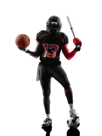 simsearch:400-08335037,k - one american football player holding basket base ball bat in silhouette shadow on white background Foto de stock - Royalty-Free Super Valor e Assinatura, Número: 400-08112522