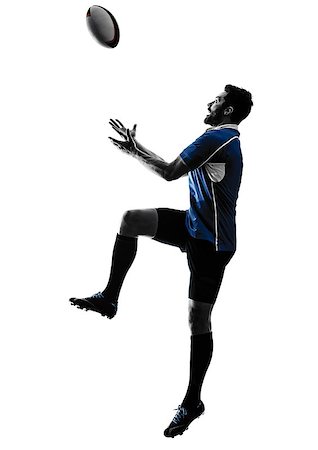 one caucasian rugby man player  in studio  silhouette isolated on white background Foto de stock - Super Valor sin royalties y Suscripción, Código: 400-08112582