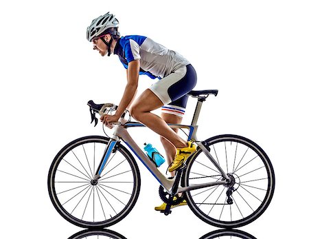 female triathlon - woman triathlon ironman athlete  cyclist cycling on white background Stock Photo - Budget Royalty-Free & Subscription, Code: 400-08112627