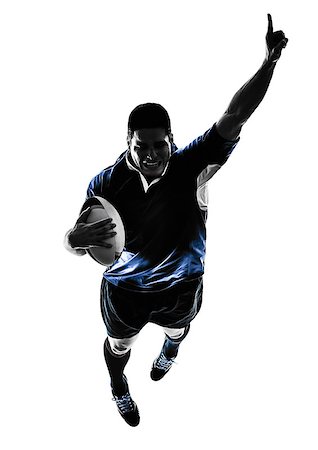 one caucasian rugby man player  in studio  silhouette isolated on white background Foto de stock - Super Valor sin royalties y Suscripción, Código: 400-08112716