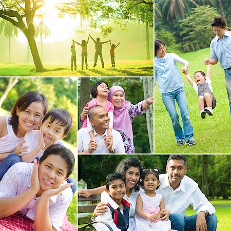 Collage photo of mixed race family having fun at outdoor park. All photos belong to me. Stock Photo - Budget Royalty-Free & Subscription, Code: 400-08112836
