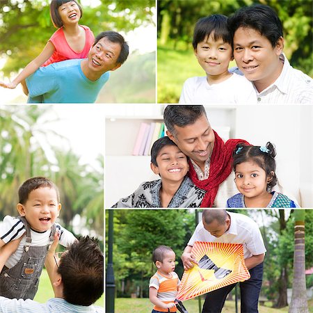 Collage photo fathers day concept. Mixed race family having fun at indoor and outdoor park. All photos belong to me. Stock Photo - Budget Royalty-Free & Subscription, Code: 400-08112830