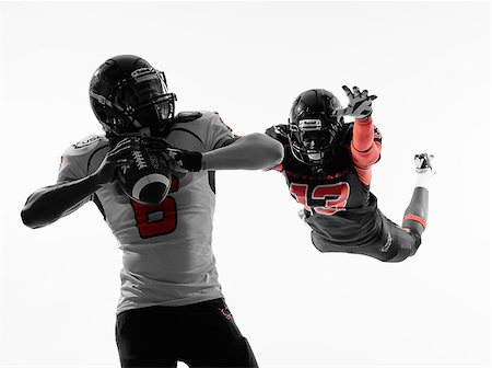 simsearch:400-08113499,k - two american football players quarterback sacked in silhouette shadow on white background Stock Photo - Budget Royalty-Free & Subscription, Code: 400-08113154