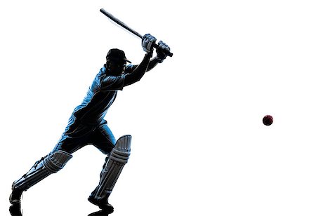 Cricket player batsman in silhouette shadow on white background Stock Photo - Budget Royalty-Free & Subscription, Code: 400-08113176
