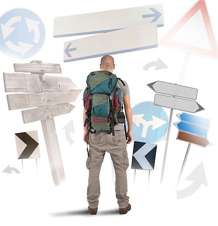 simsearch:400-08074589,k - Lost traveler undecided which way to go Stockbilder - Microstock & Abonnement, Bildnummer: 400-08113304