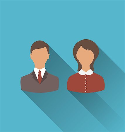 simsearch:400-04314336,k - Illustration male and female user avatars. Flat icons with long shadow - vector Photographie de stock - Aubaine LD & Abonnement, Code: 400-08113328